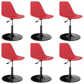 Swivel Dining Chairs 6 pcs Red PP