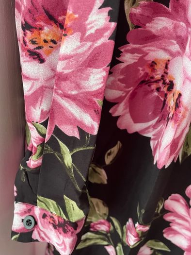 Curvewow black floral shirt dress plus size- New