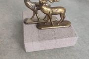 SET OF 2 Vintage Deer Ornament Cute Deer Figurines ON MARBLE PLINTE.