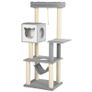 5-Levels Plush Cat Tree Tower Activity Center with Sisal Scratching Posts Hammock Perch Condo Soft Cushions, Grey Image 3