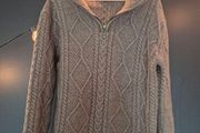 Blarney Country Heritage Irish Cable Knit Half Zip Jumper Grey Size S