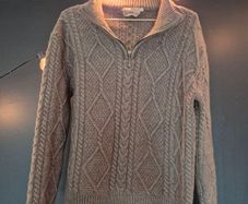 Blarney Country Heritage Irish Cable Knit Half Zip Jumper Grey Size S