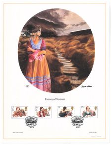 1980 Great Britain Limited Edition Lithographed Print measuring 333mm X 257mm showing Famous Women Commemorative stamps with First Day of Issue Cancel
