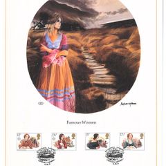 1980 Great Britain Limited Edition Lithographed Print measuring 333mm X 257mm showing Famous Women Commemorative stamps with First Day of Issue Cancel