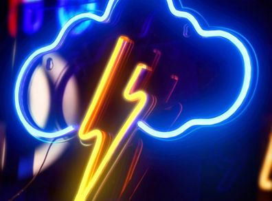 Neon Sign, Acrylic Cloud Lightning Led Neon Light Wall Light Led Wall Decor, Battery or USB Powered Light Up Acrylic Neon Sign for Bedroom, Kids Room, Bar, Party, Christmas (FREE POSTAGE)