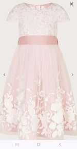 Girls Monsoon occasion pink embroidered dress