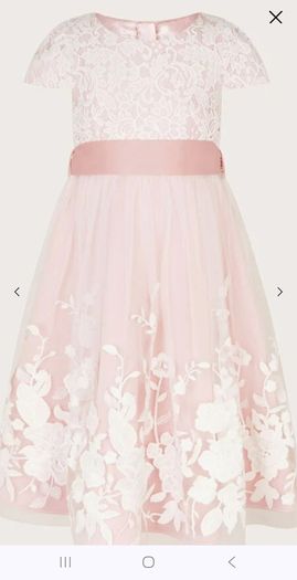 Girls Monsoon occasion pink embroidered dress