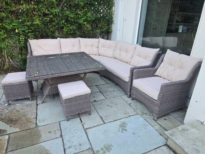 Outdoor Garden Rattan Dining Set & Storage Unit145cm Width 84 Depth 128 Height