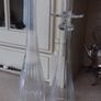 2 Newbridge Home Glass Pillar Candlesticks. Image 2