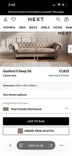 NEXT large 4 seater and snuggle chair