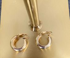 Vintage Chunky Gold Tone C Hoop ClipOn Earrings Made in Brazil