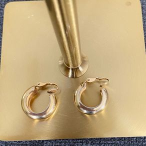 Vintage Chunky Gold Tone C Hoop ClipOn Earrings Made in Brazil