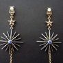 Star Grey Green Stones Statement Drop Earrings Image 3
