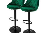 main image for ad Set of 2 Adjustable Velvet Bar Stools Green with Backrest and Footrest