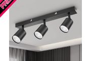 Ceiling Light, Spotlight Ceiling Bar in Matt Black, Ceiling Lights Spotlights with GU10 Socket Industrial 3 Way Light Ceiling Indoor Spot Light for Kitchen Lounge Bedroom Dining Room (FREE SHIPPING)