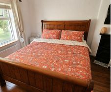 King Size Solid Wood Sleigh Bed Frame