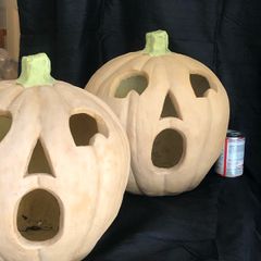 Halloween, giant pumpkin candle holders