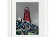 Grey Rocks at Poolbeg Lighthouse, Dublin. Lovely Framed Print By artist Helen Mathews.