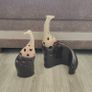 Vintage Pier One Ceramic Cut-Out Giraffes Figurine Brown Glazed Image 2