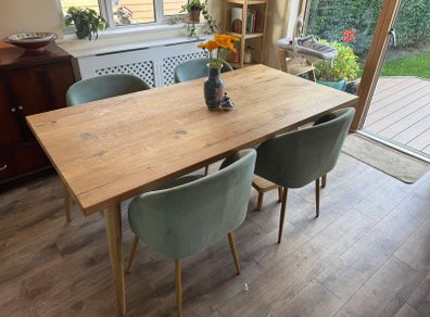4 x Dinning Chairs, Green Velvet