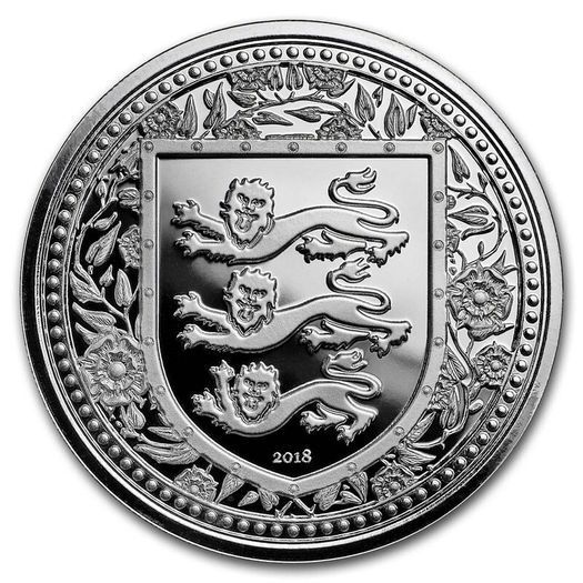 2018 Gibraltar 1 Pound 1 Oz Silver Bullion Coin Royal Arms of England ( In Capsule)