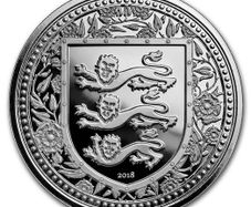 2018 Gibraltar 1 Pound 1 Oz Silver Bullion Coin Royal Arms of England ( In Capsule)