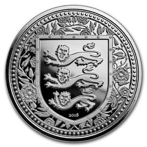 2018 Gibraltar 1 Pound 1 Oz Silver Bullion Coin Royal Arms of England ( In Capsule)