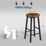 Set of 4 Bar Stools Kitchen Chairs High Stool with Footrests in 2 Heights and Adjustable Feet for Bathroom Kitchen Counter Rustic Brown Black Image 3