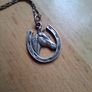 Silver horses head and horseshoe Pendant Image 2