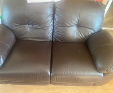 2+3 seater chocolate brown real leather recliner