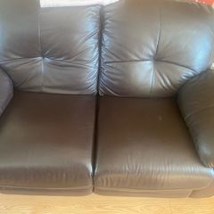 2+3 seater chocolate brown real leather recliner