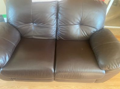 2+3 seater chocolate brown real leather recliner