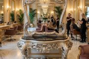 Very large silver console table