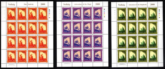 2000 Ireland Christmas Commemorative Stamp Sheetlet Plate 1A1A1A1A Mint Never Hinged (MNH)