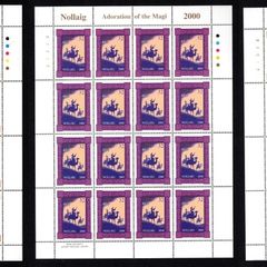 2000 Ireland Christmas Commemorative Stamp Sheetlet Plate 1A1A1A1A Mint Never Hinged (MNH)