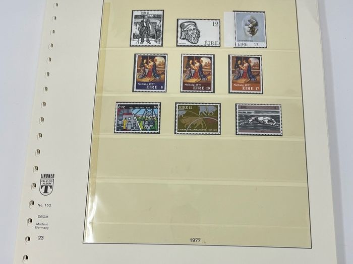 1972-91 Ireland Mint Never Hinged Stamp Collection in Lindner Album. Contained on 56 Lindner Album Pages. 58 Images.