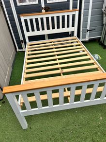 Gorgeous Modern White 4Ft Small Double Wooden Bed Frame - Can Deliver