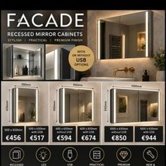 Facade recessed mirror cabinets 500/600/1000