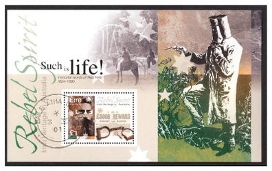 2001 Ireland Irish Heritage in Australia Miniature Sheet Stamp Miniature Sheet Fine Used with clear Dublin cancel