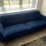 Pair of EZ Living Midnight Blue Velvet Couches Image 3