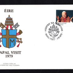 1979 Ireland Papal Visit of Ireland Commemorative Stamp P&T Addressed First Day Cover (FDC) with Shannon Airport (Aerport Na Sionnainne) Pictorial Cancel.