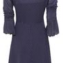 "I.O.S.", Navy Fine spot polka dress, Size 10 Image 2
