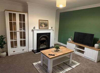 Jysk tv unit, coffee table and display cabinet. All is 1 year old