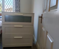 Bedroom furniture set - pine chest of drawers and 2 lockers