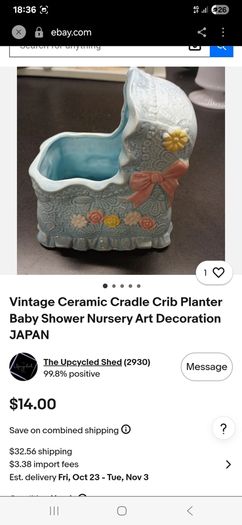 Vintage Ceramic Basinett Planter