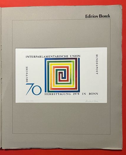 1978 Germany Borek Edition with slipcase. Contains stamps with 12 graphics under mounts with competition designs for postage stamps Germany