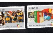 1997 Ireland 75th Anniversary of the State (32p Irish Sports &amp; Irish Music + 52p Factory /Banknote &amp; Books/ Artists Palette) Stamps Mint Never Hinged (MNH)