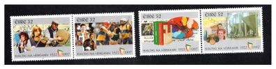 1997 Ireland 75th Anniversary of the State (32p Irish Sports & Irish Music + 52p Factory /Banknote & Books/ Artists Palette) Stamps Mint Never Hinged (MNH)