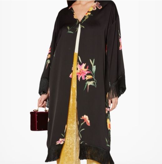 ETRO Italian Designer fringed KIMONO-Jacket - side slits - One Size
