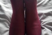 Maroon suede ankle boots